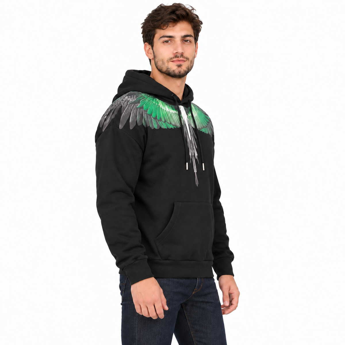 F6CMMAHS NERO-VERDE UOMO laterale
