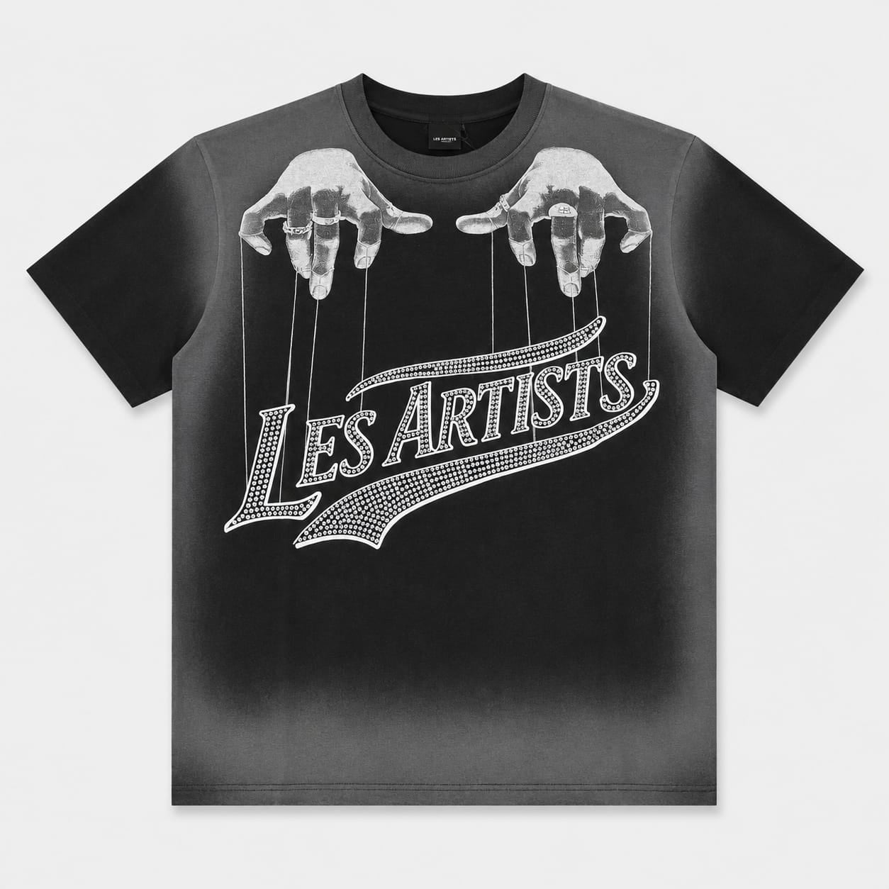 T-SHIRT STRASS STAMPA MANI