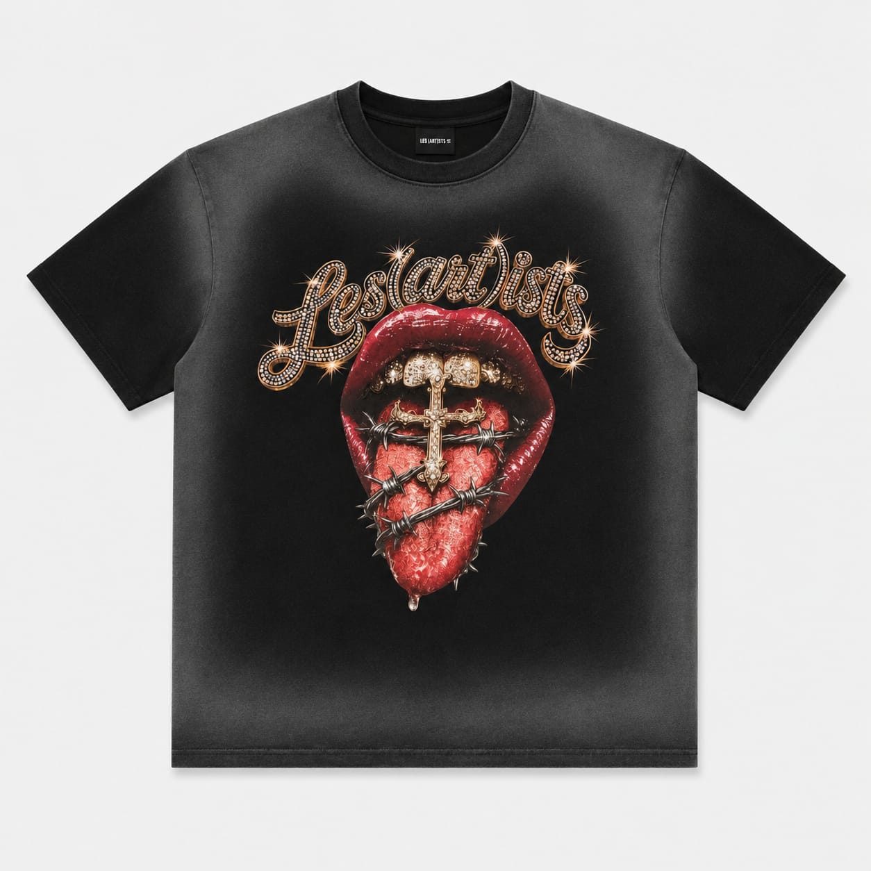 T-SHIRT STRASS STAMPA BOCCA