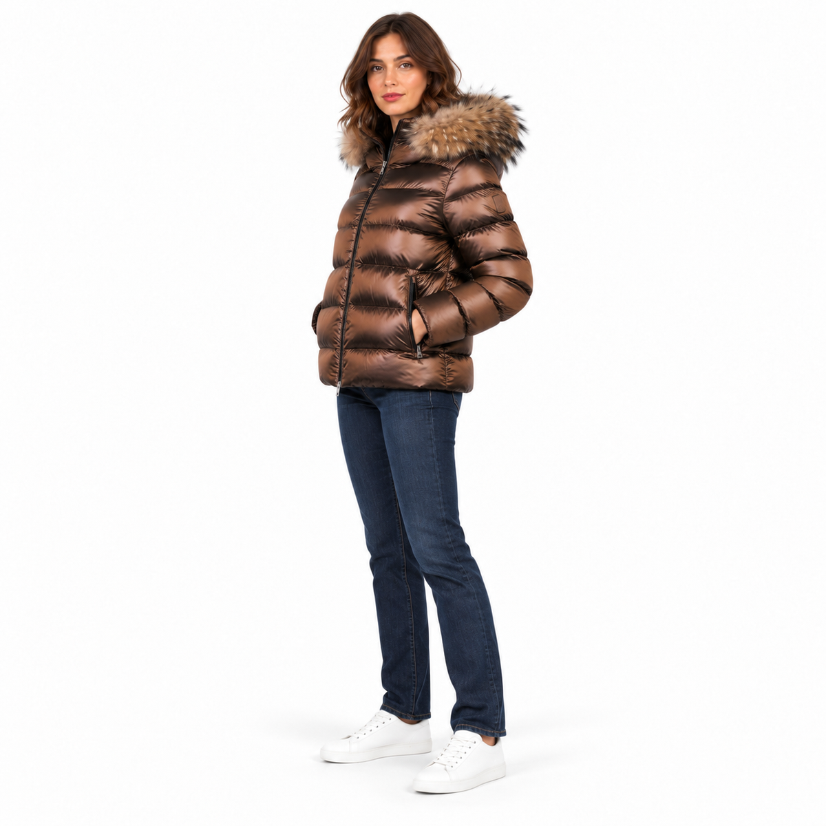 263PCWJ03213 MARRONE DONNA laterale