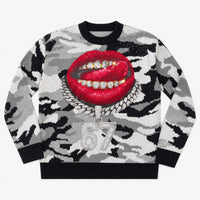 Maglione stampa bocca Swarovski, variante nero