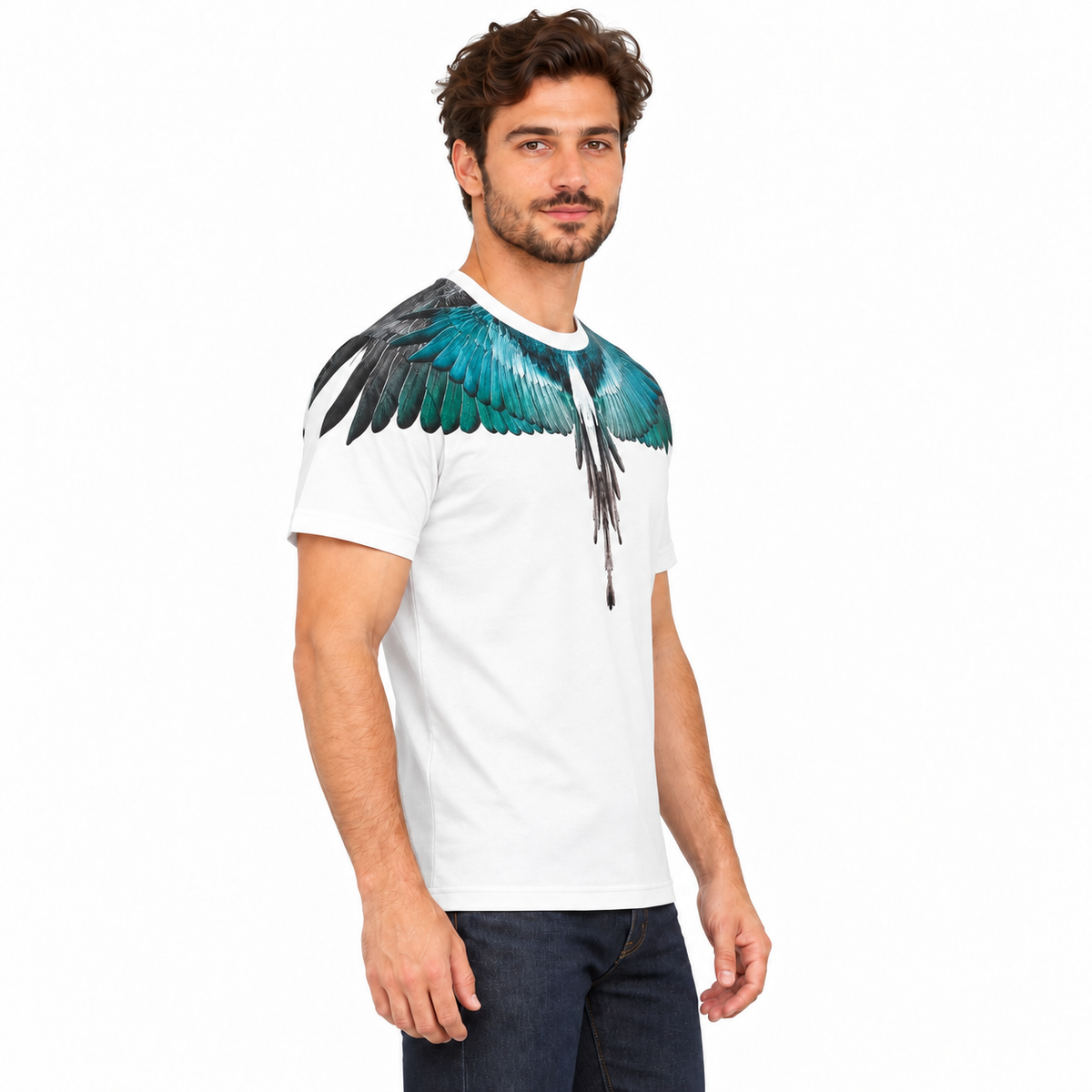 F6CMMATH BIANCO-VERDE ACQUA UOMO laterale
