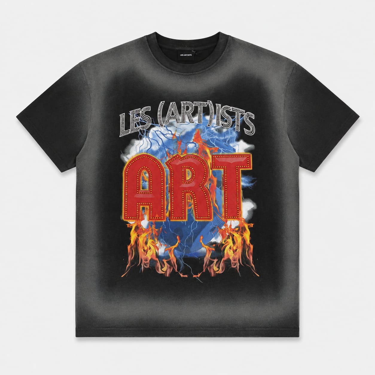 T-SHIRT STRASS STAMPA FUOCO