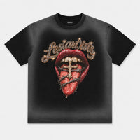 T-SHIRT STRASS STAMPA BOCCA