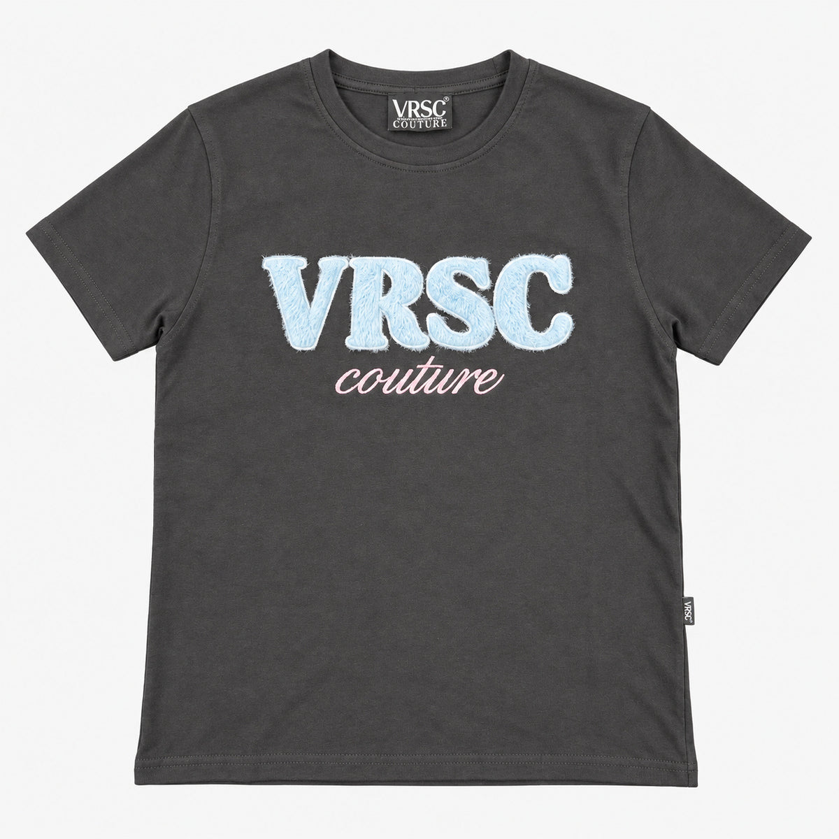 VRSC Couture T-shirt antracite con logo celeste VS26028076