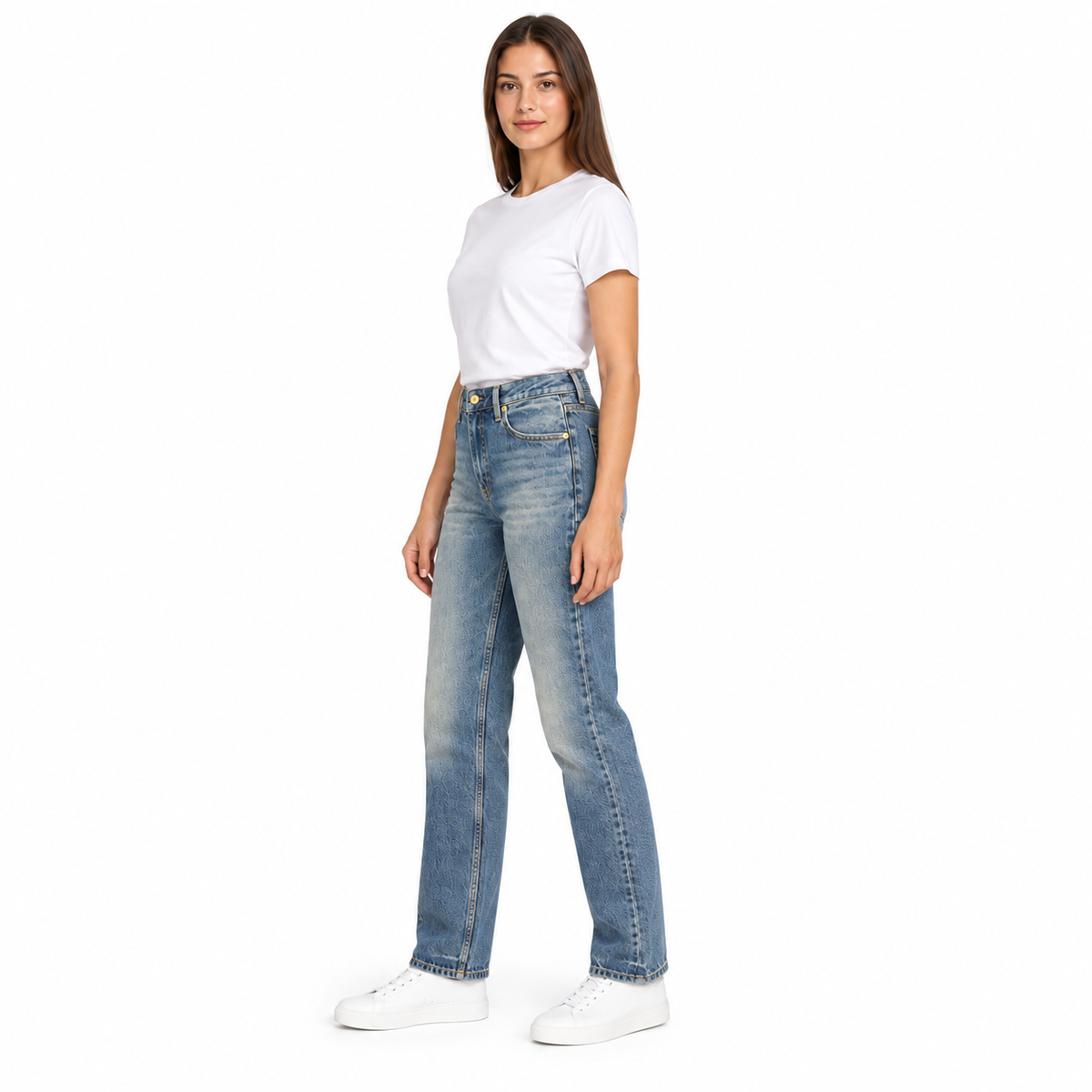 WW0WW47700 DENIM LAV.MEDIO DONNA laterale