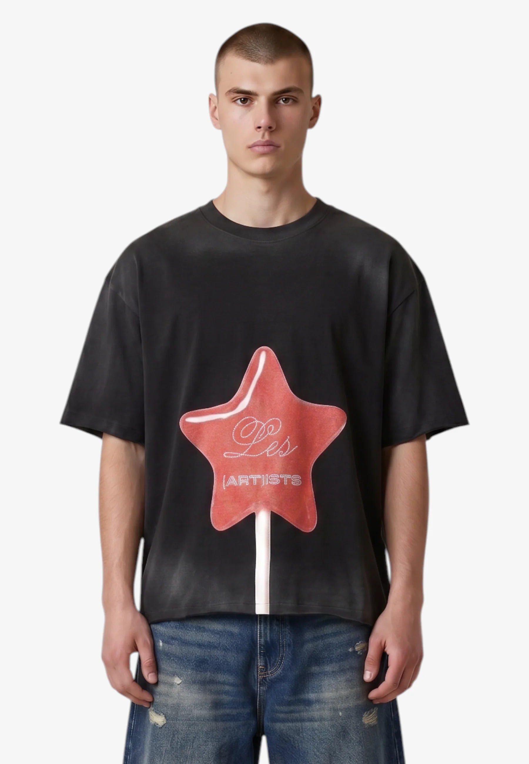 T-SHIRT STRASS STAMPA STAR CANDY